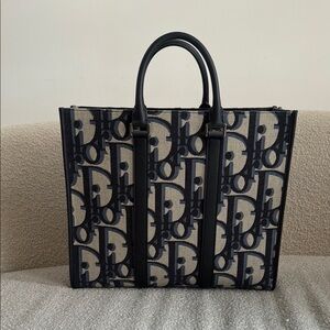 Dior Navy and Beige Monogram Tote NEW
